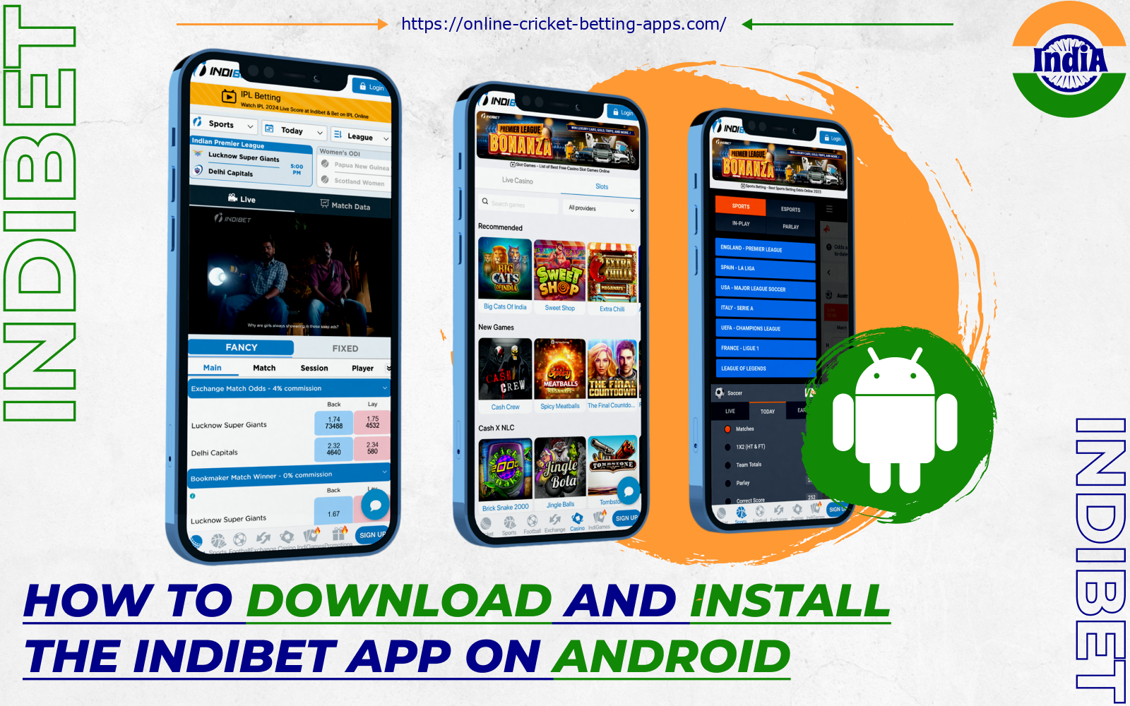 After installing the free Indibet app for Android, Indian bettors will be able to enjoy cricket betting, slots and casino games