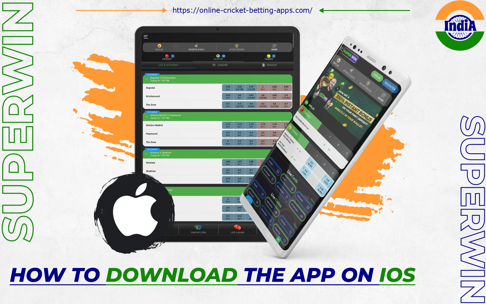 After installing the SuperWin mobile app for iOS, Indian players will have access to sports betting options, casino games, payment methods and promotions