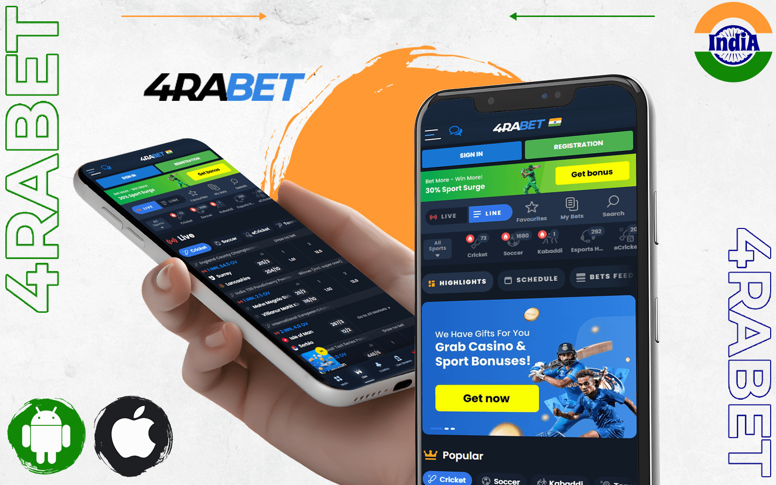 4rabet's IPL betting app for Android and iOS with a great bonus offer