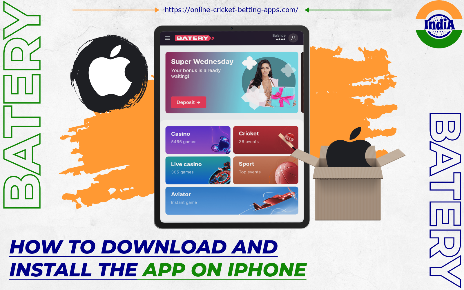 The Batery iOS app fully matches the casino site in terms of functionality and the number of games and sports offered for betting to Indian players