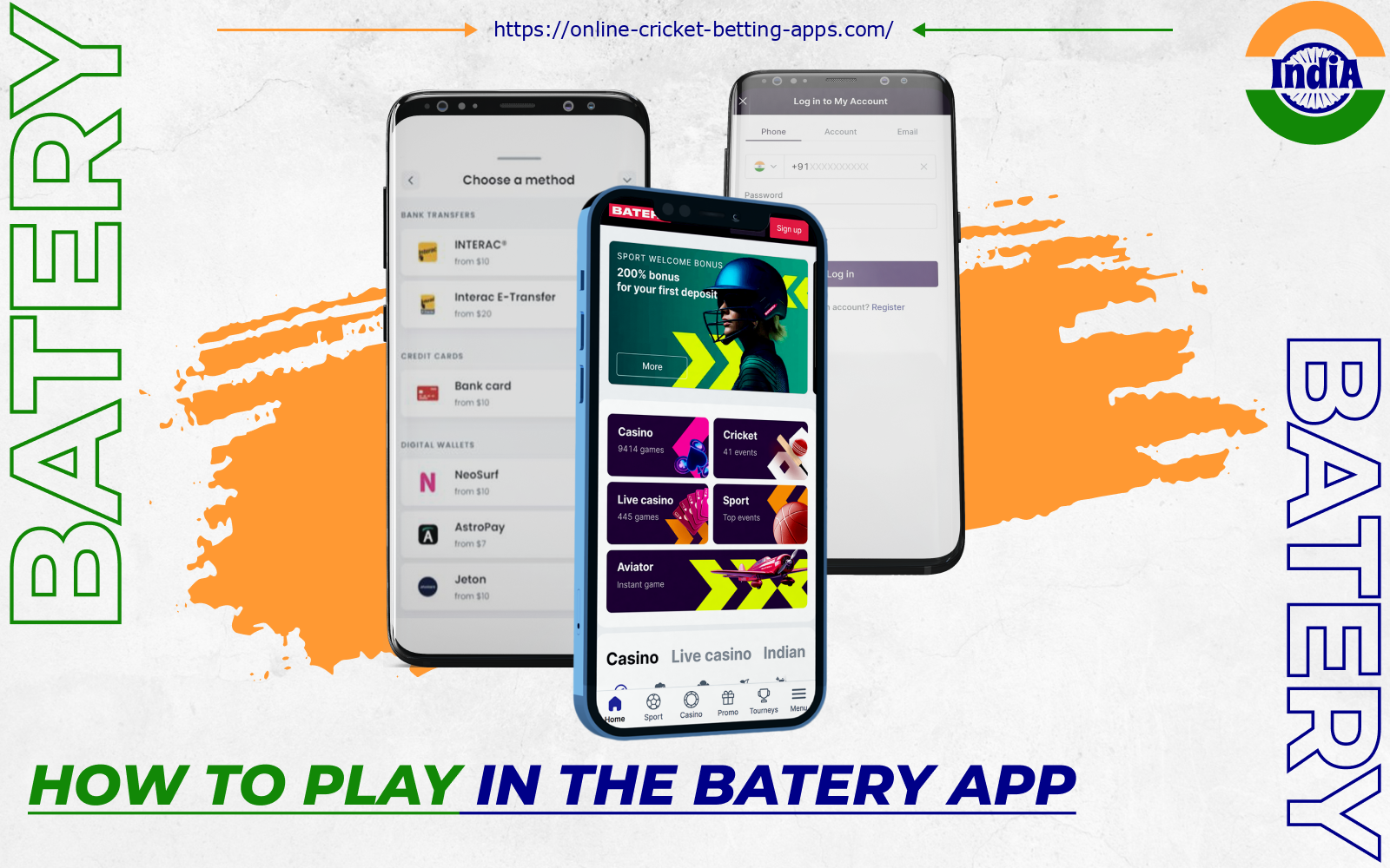 To start betting on the Batery app Indian punters need to log into their account, go to sportsbook and select a discipline to bet on