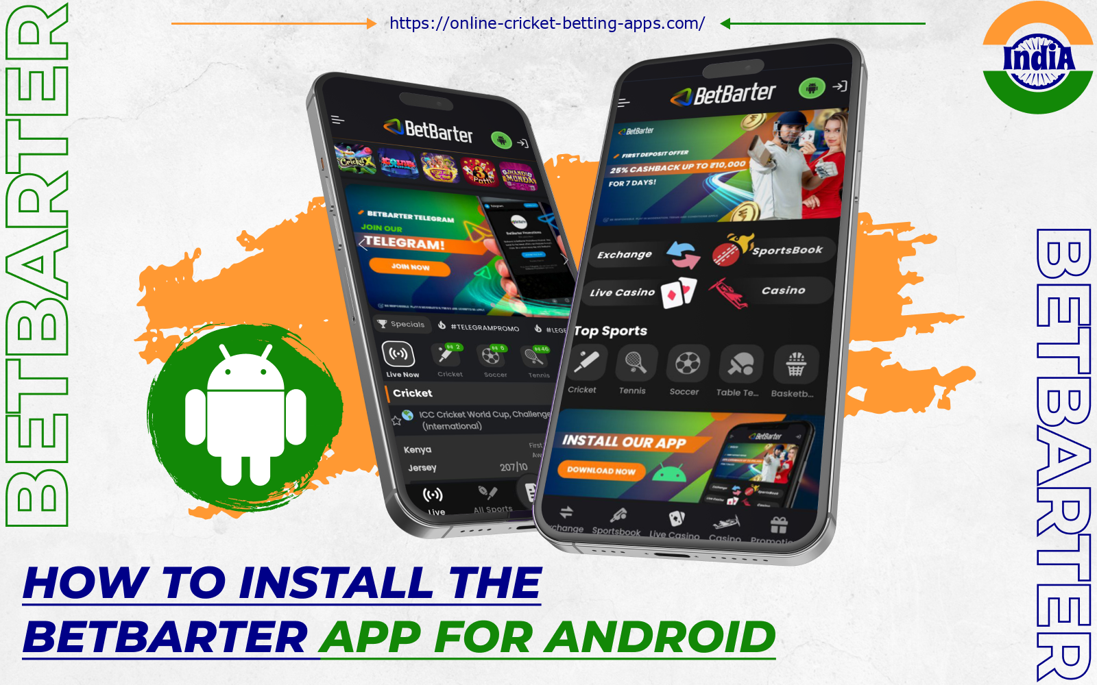 After installing the Betbarter app on Android, players from India will be able to bet on sports and play games at any time