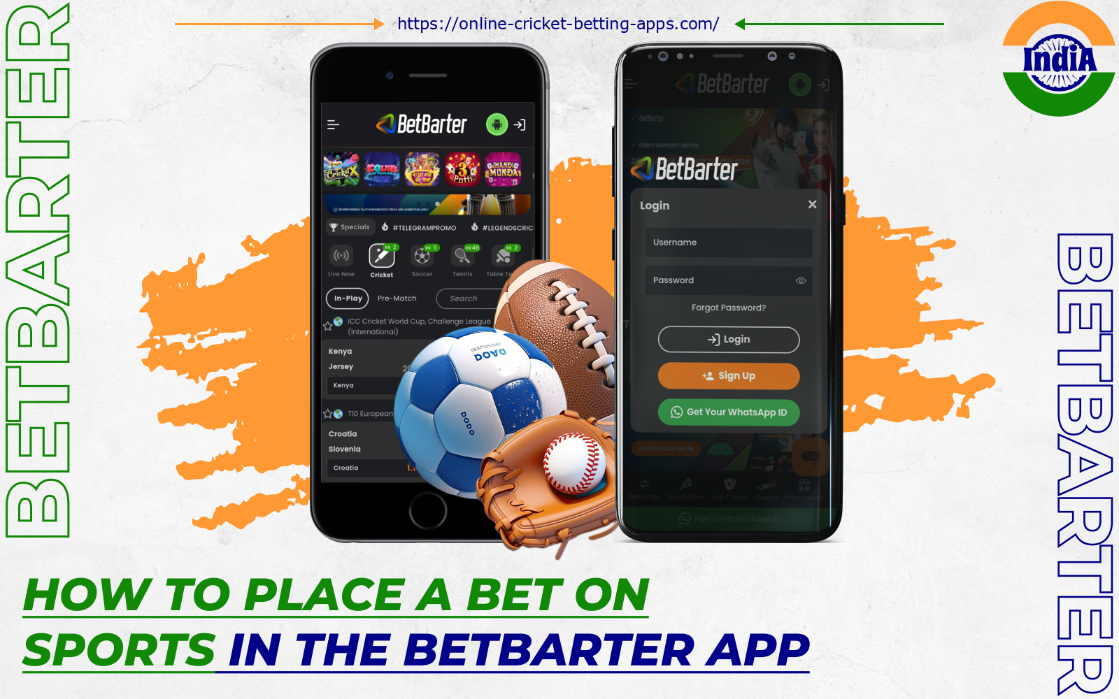 Indian punters can start betting on the Betbarter app after logging into their account and selecting a discipline to bet on