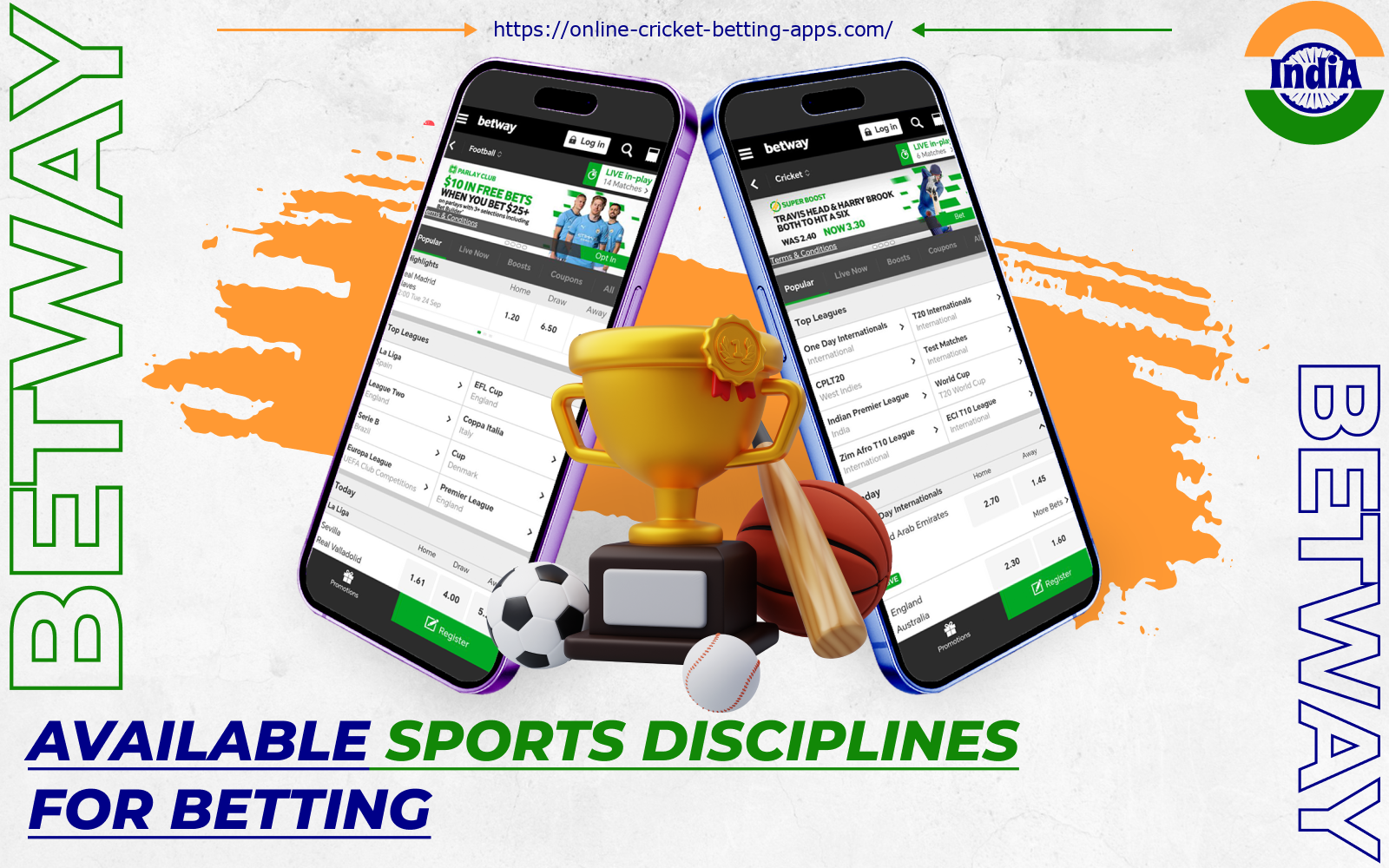 Indian users who have installed the Betway Sports app can bet on a variety of disciplines, both famous and lesser-known ones