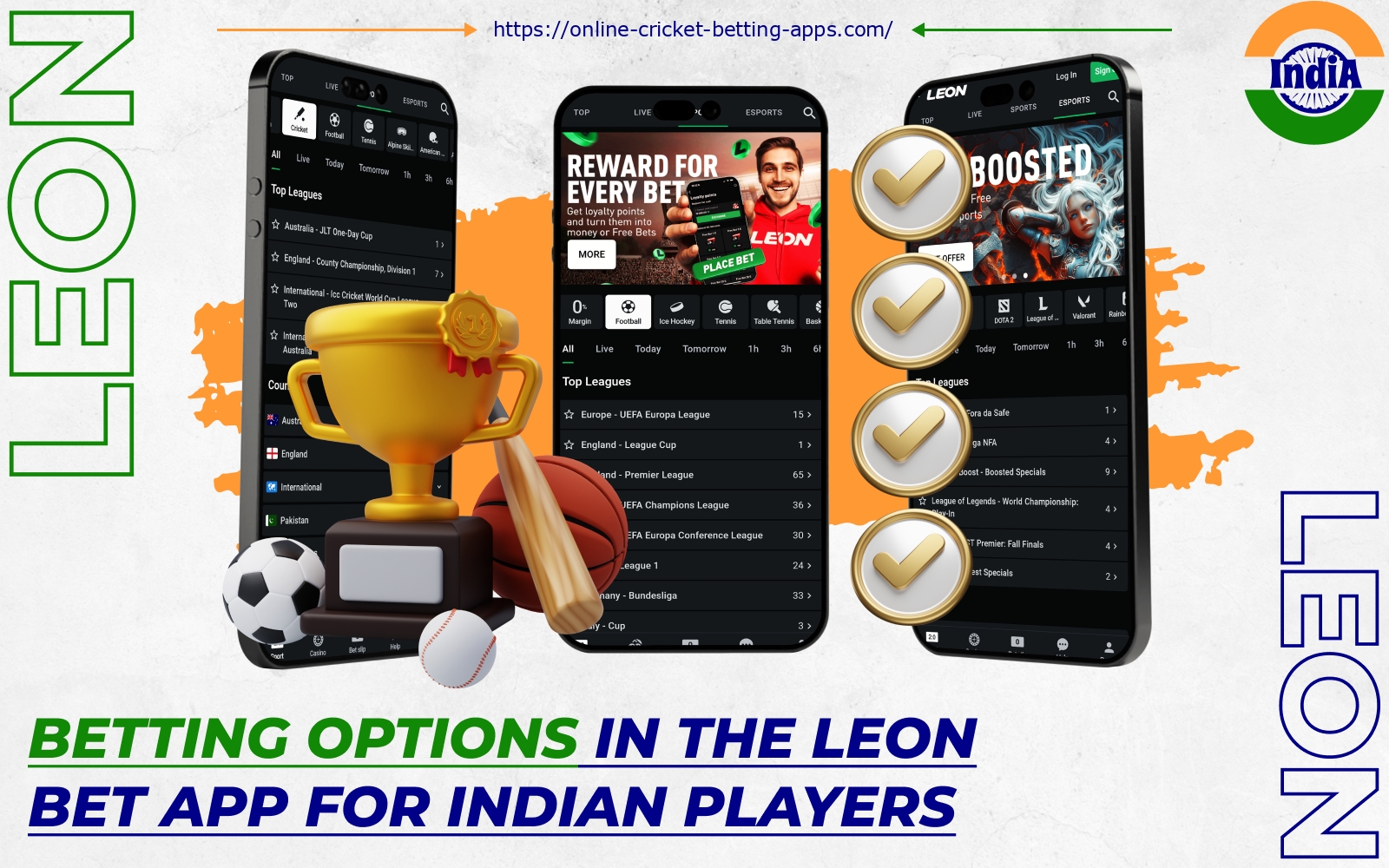 Interface des options de paris sur l app Leonbet