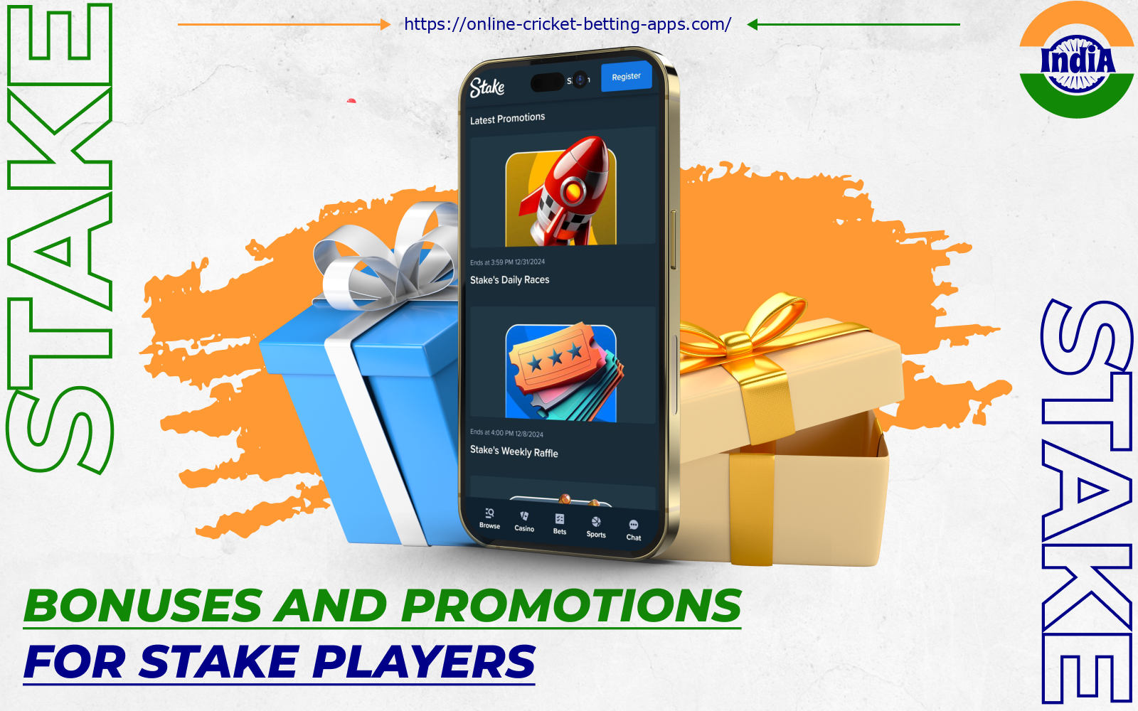 Indian players get access to numerous incentives and promotions on the Stake app