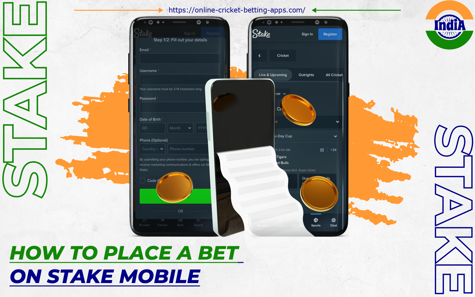 To start betting on the Stake app players from India must create an account, make a deposit and select a discipline to bet on