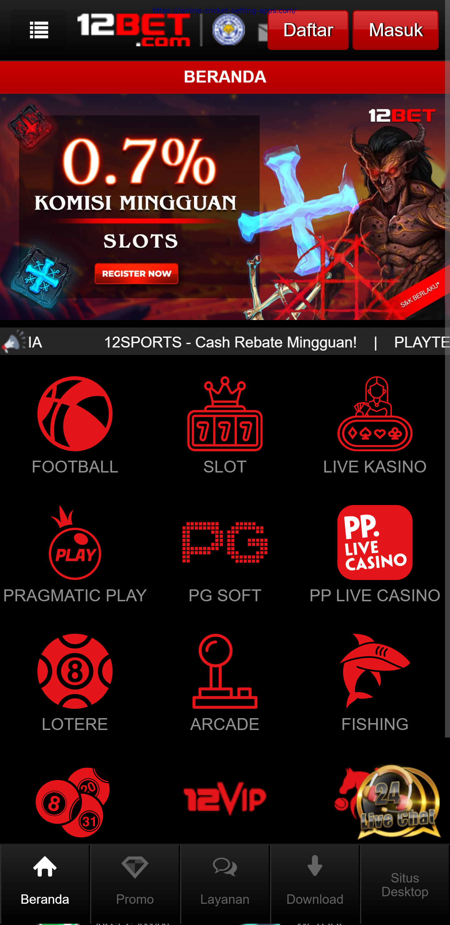 12bet app home page
