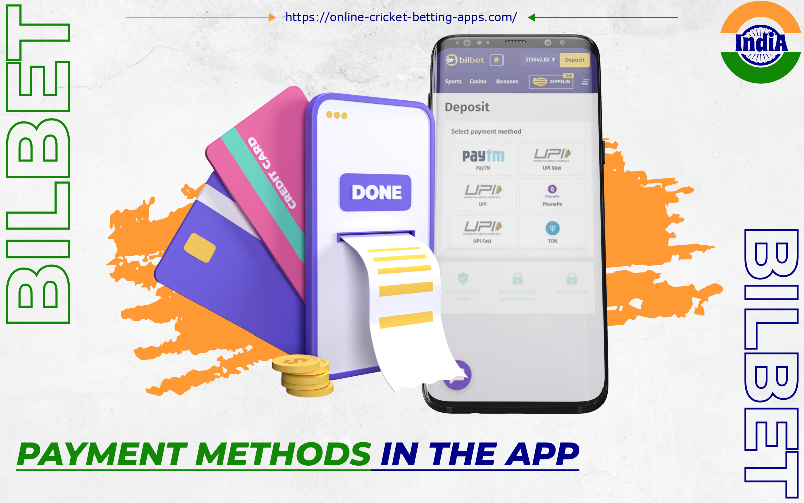 Players from India can use cryptocurrencies, wallets and bank payment methods to deposit and withdraw funds on the Bilbet app