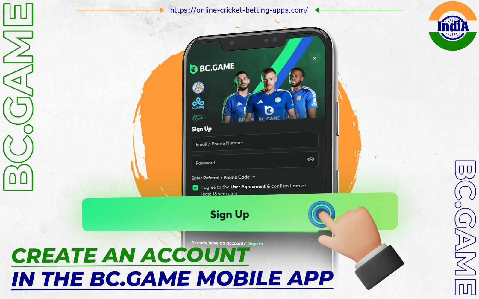 Sign up for the BC.game app to use it