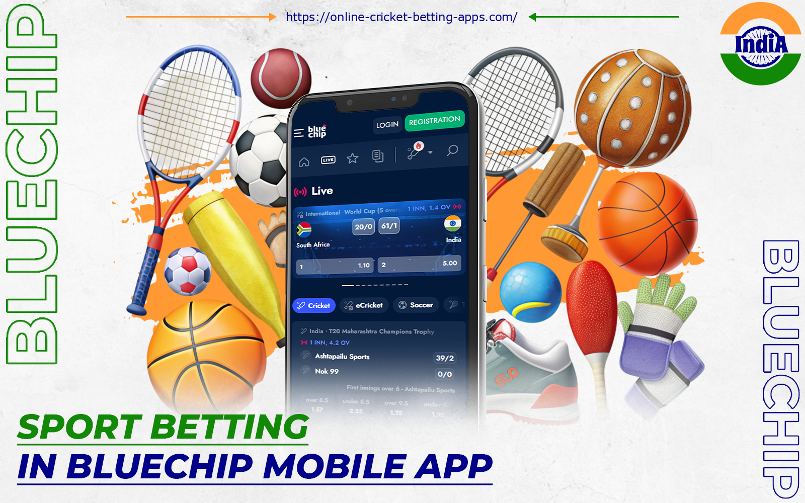 You can enjoy sports betting in the Bluechip app