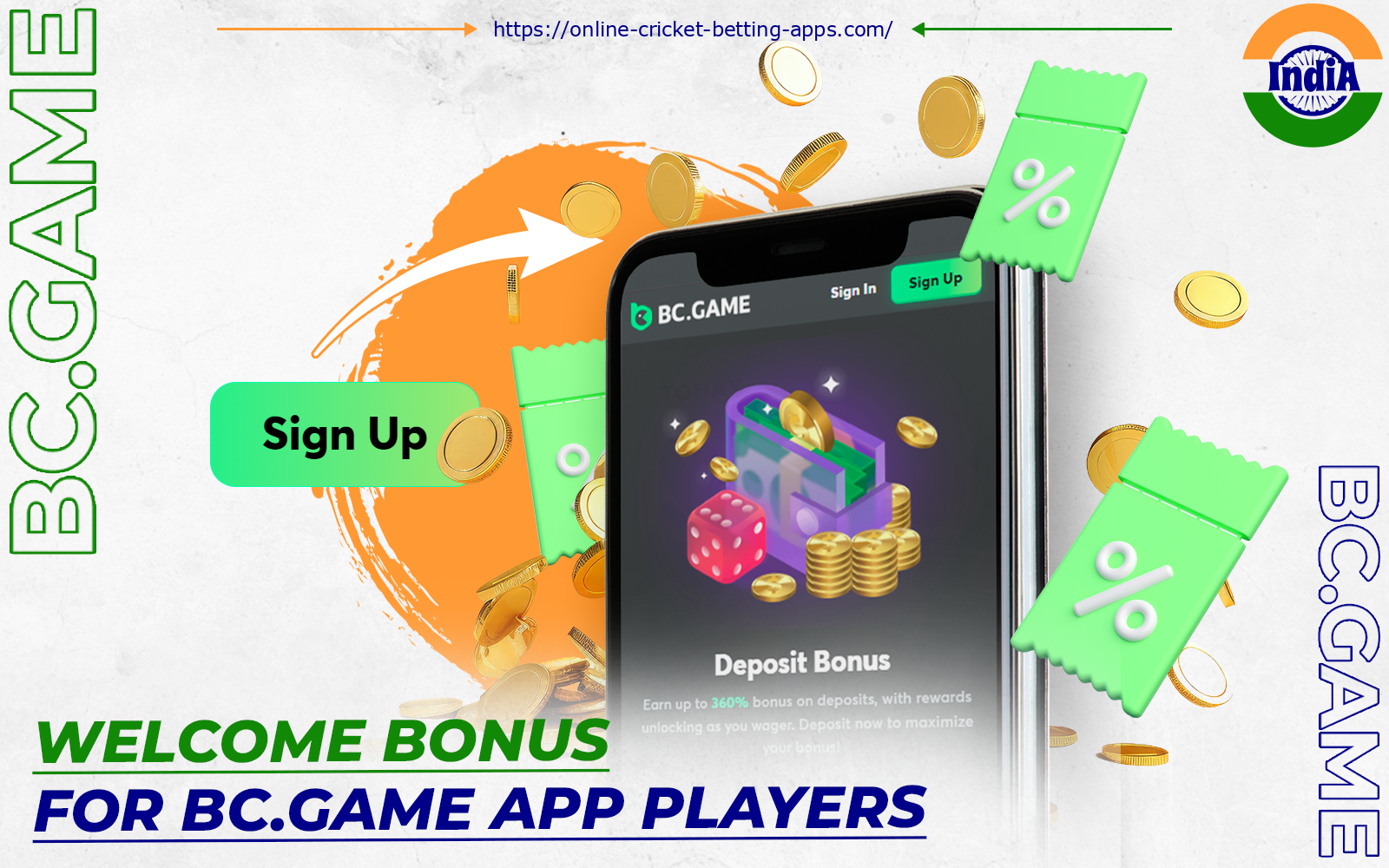 After registering in BC.Game application you can get a welcome bonus