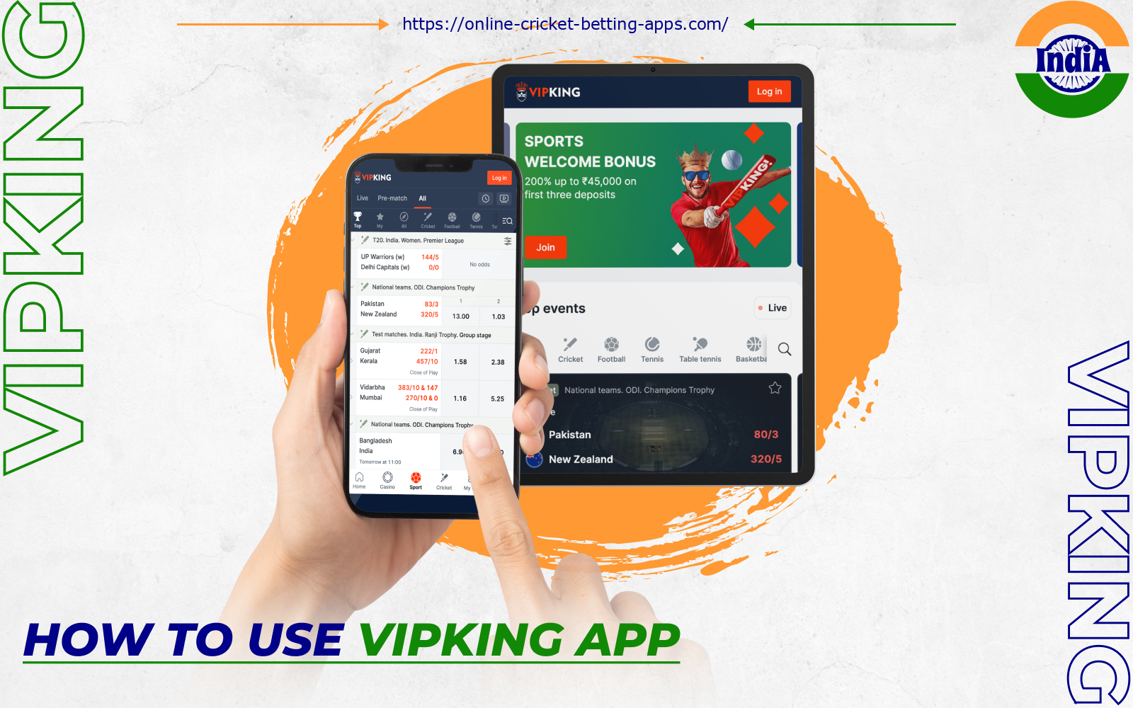 To start playing at Vipking players from India must log in to their account, make a deposit and select a discipline to bet on