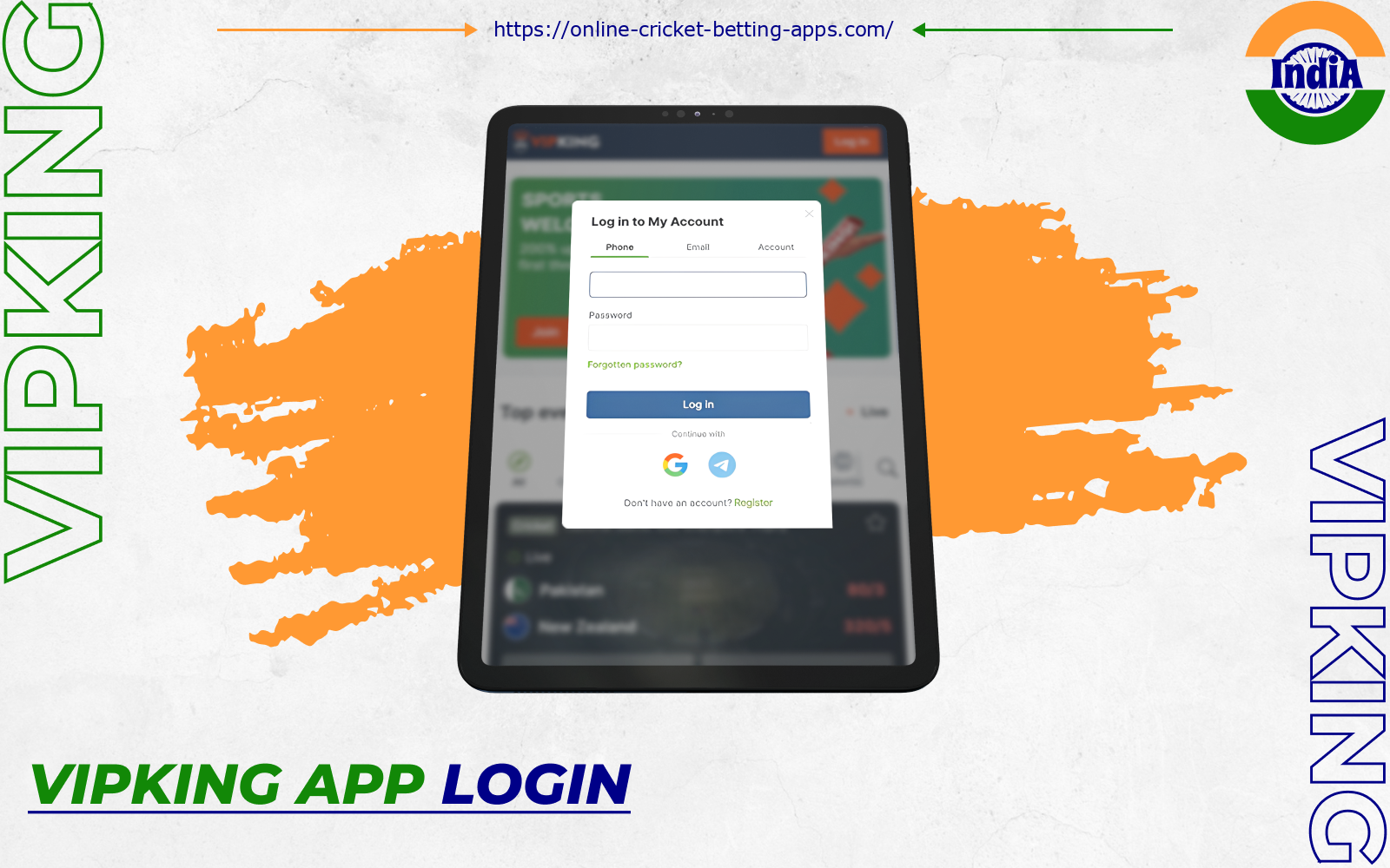 After installing the Vipking app, users from India need to log in to their account